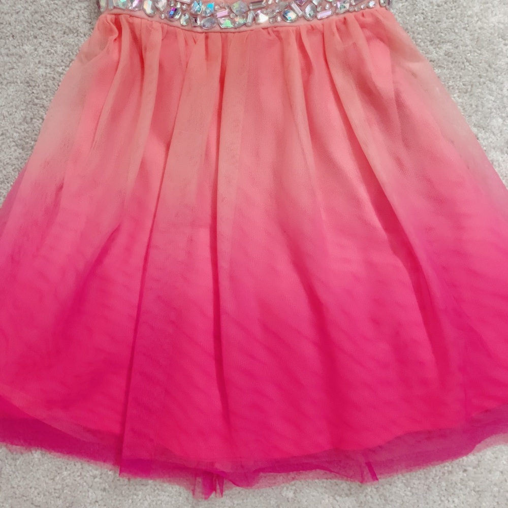 Pink Ombré Beaded Strapless Tube Dress 3 XS - Picture 5 of 7